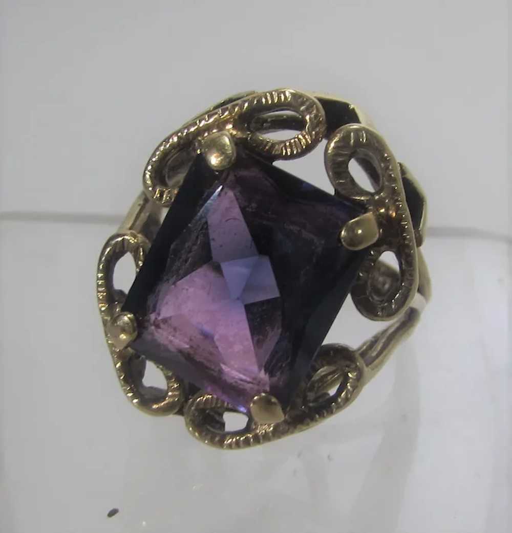 10 Karat Yellow Gold Amethyst Ring - image 2