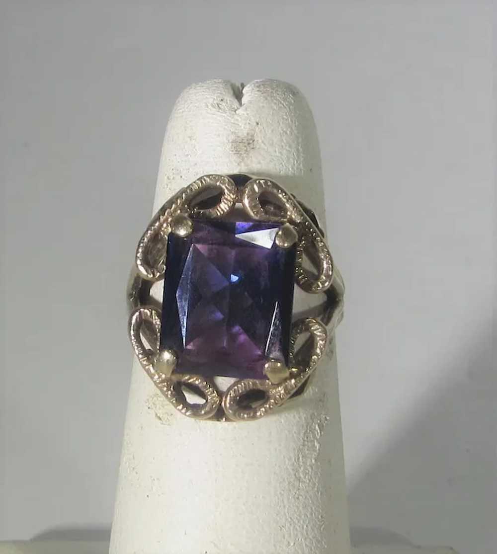 10 Karat Yellow Gold Amethyst Ring - image 5