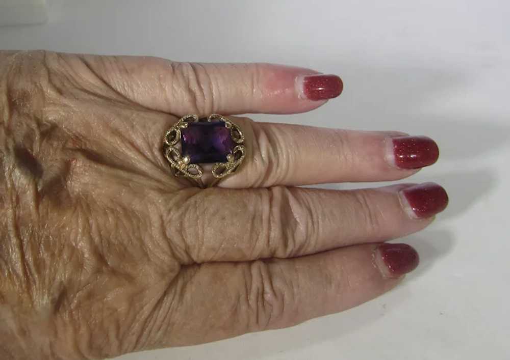 10 Karat Yellow Gold Amethyst Ring - image 6