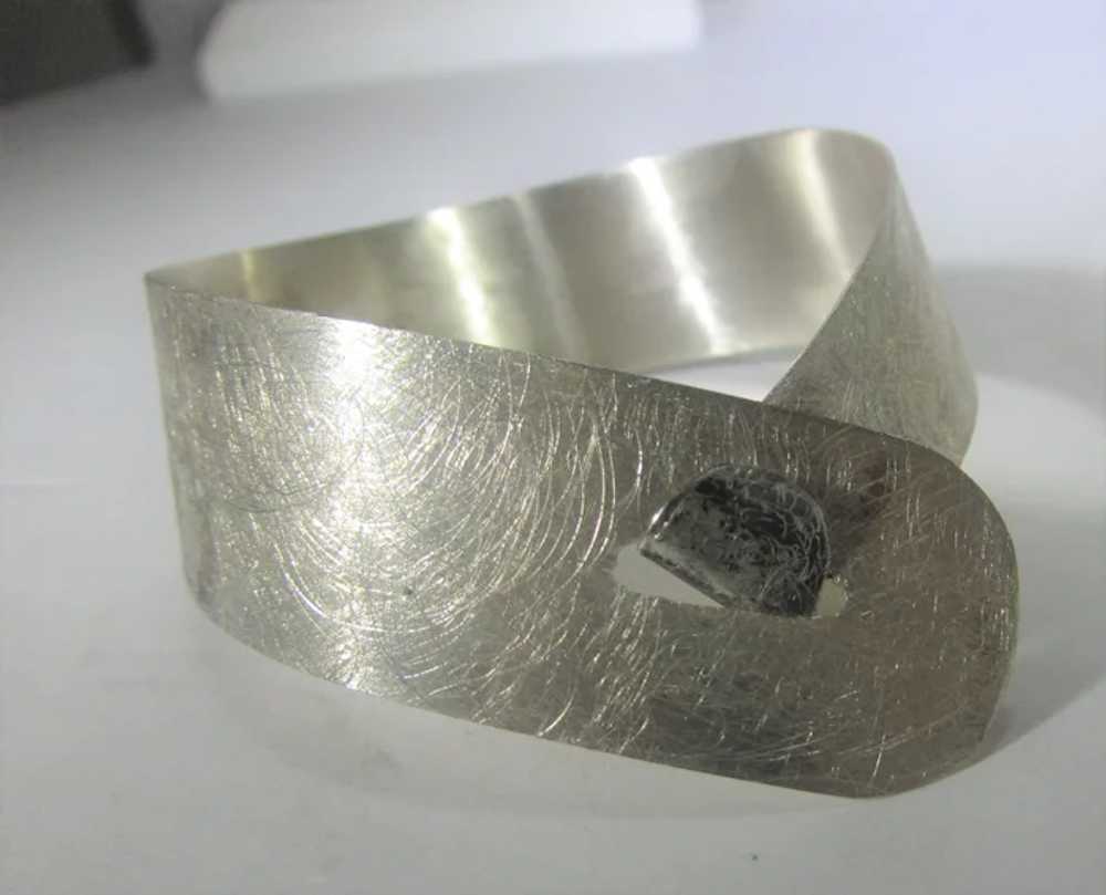 Sterling Silver Modernist Cuff With Brushed Look - image 12