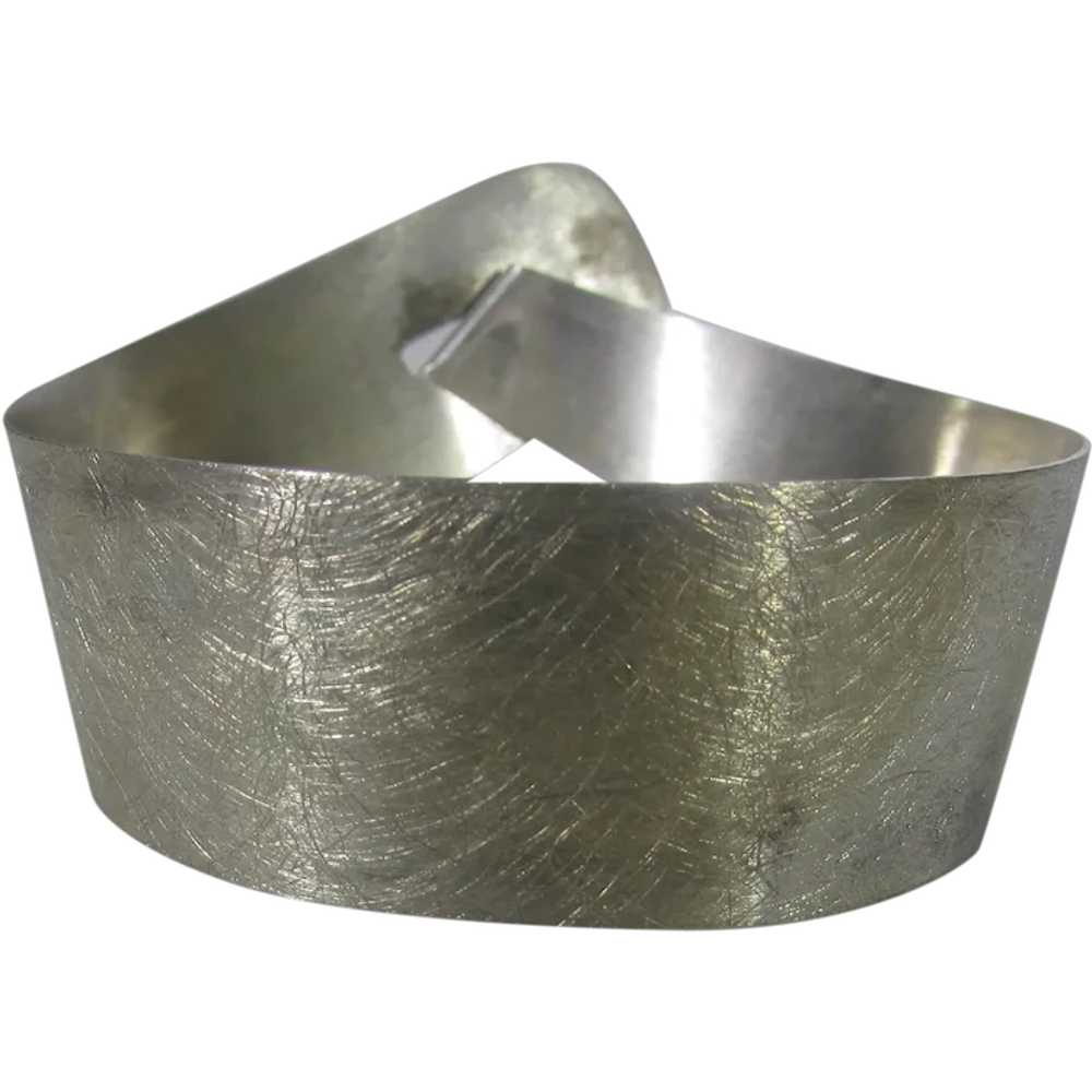 Sterling Silver Modernist Cuff With Brushed Look - image 1