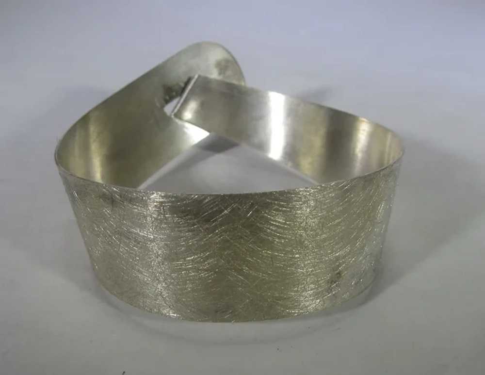 Sterling Silver Modernist Cuff With Brushed Look - image 9