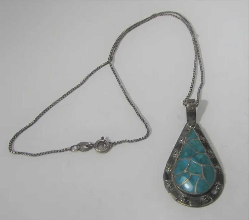 Sterling Silver Inlaid Pendant on a Sterling Silv… - image 10