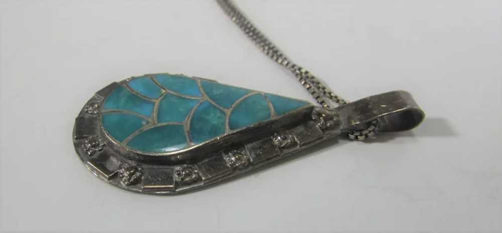 Sterling Silver Inlaid Pendant on a Sterling Silv… - image 12