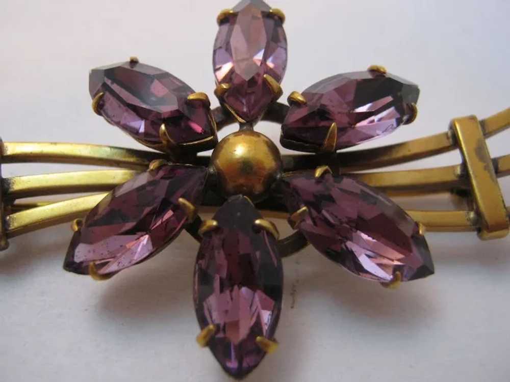 Vintage 1940's  Pin with Amethyst Crystal Flower … - image 4