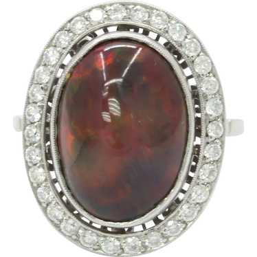 Vintage Platinum Black Australian Opal Diamond Co… - image 1