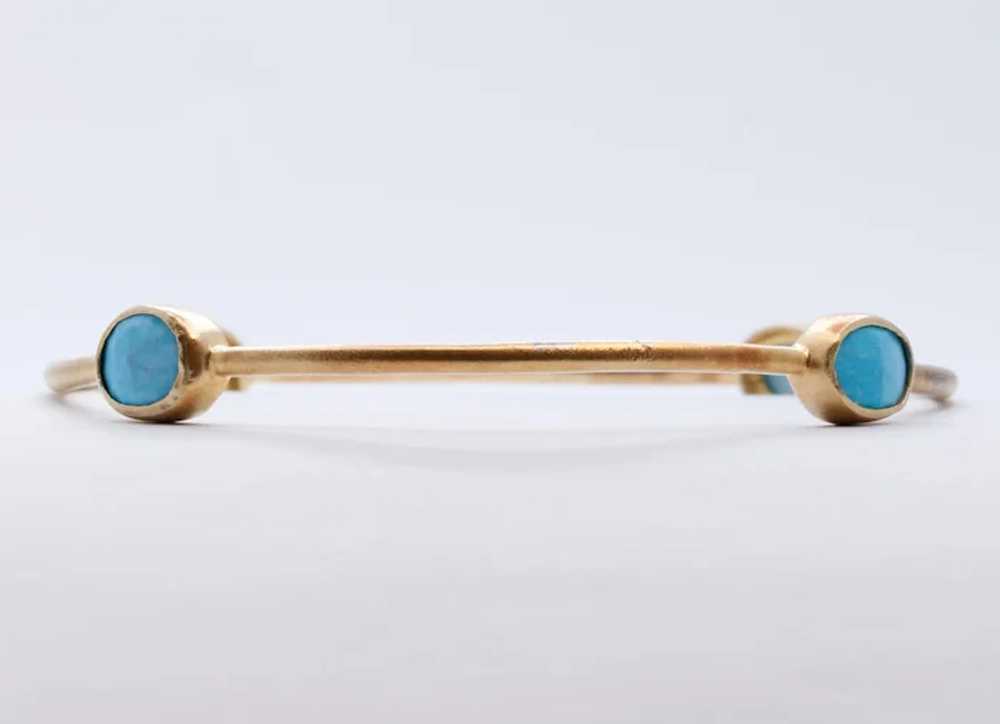 Vintage Ladies Turquoise 925 Gold Vermeil Bangle … - image 3