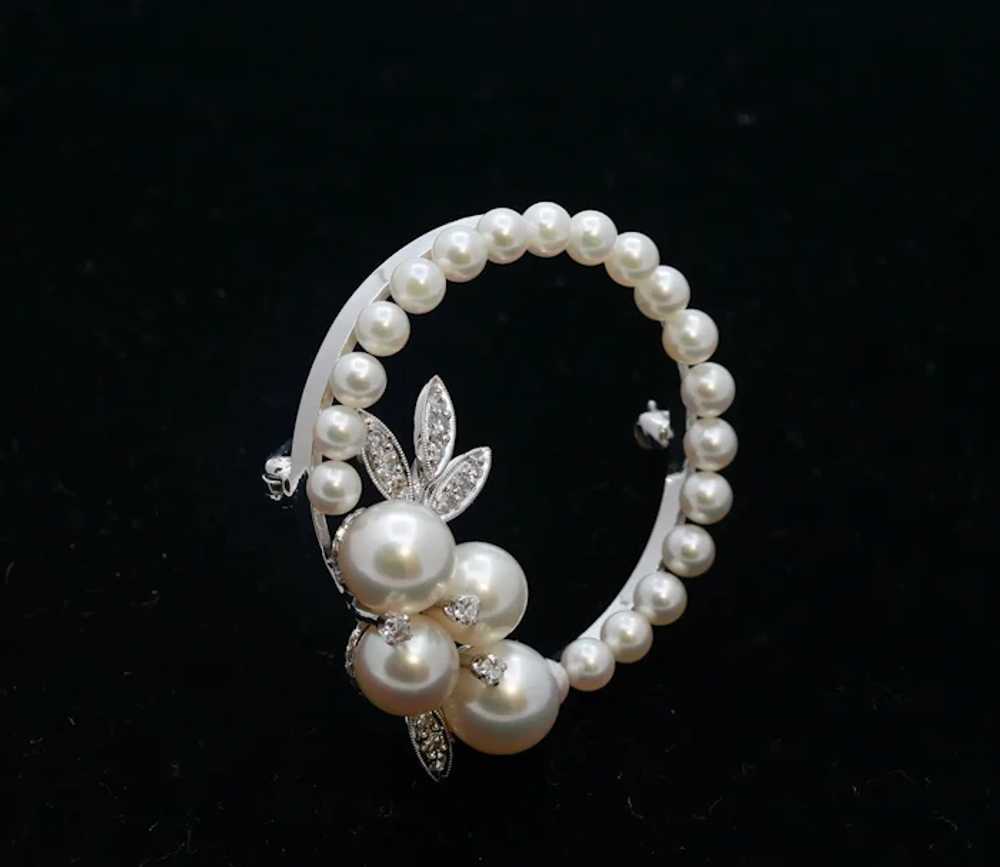 Elegant Ladies Vintage 14K White Gold Pearls Diam… - image 3