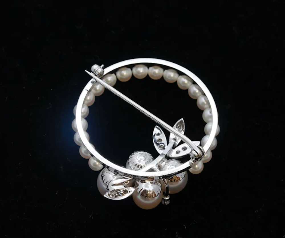 Elegant Ladies Vintage 14K White Gold Pearls Diam… - image 7