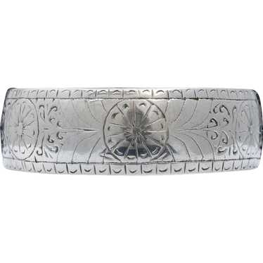 Vintage Handmade Repousse Silver Bangle Bracelet - image 1