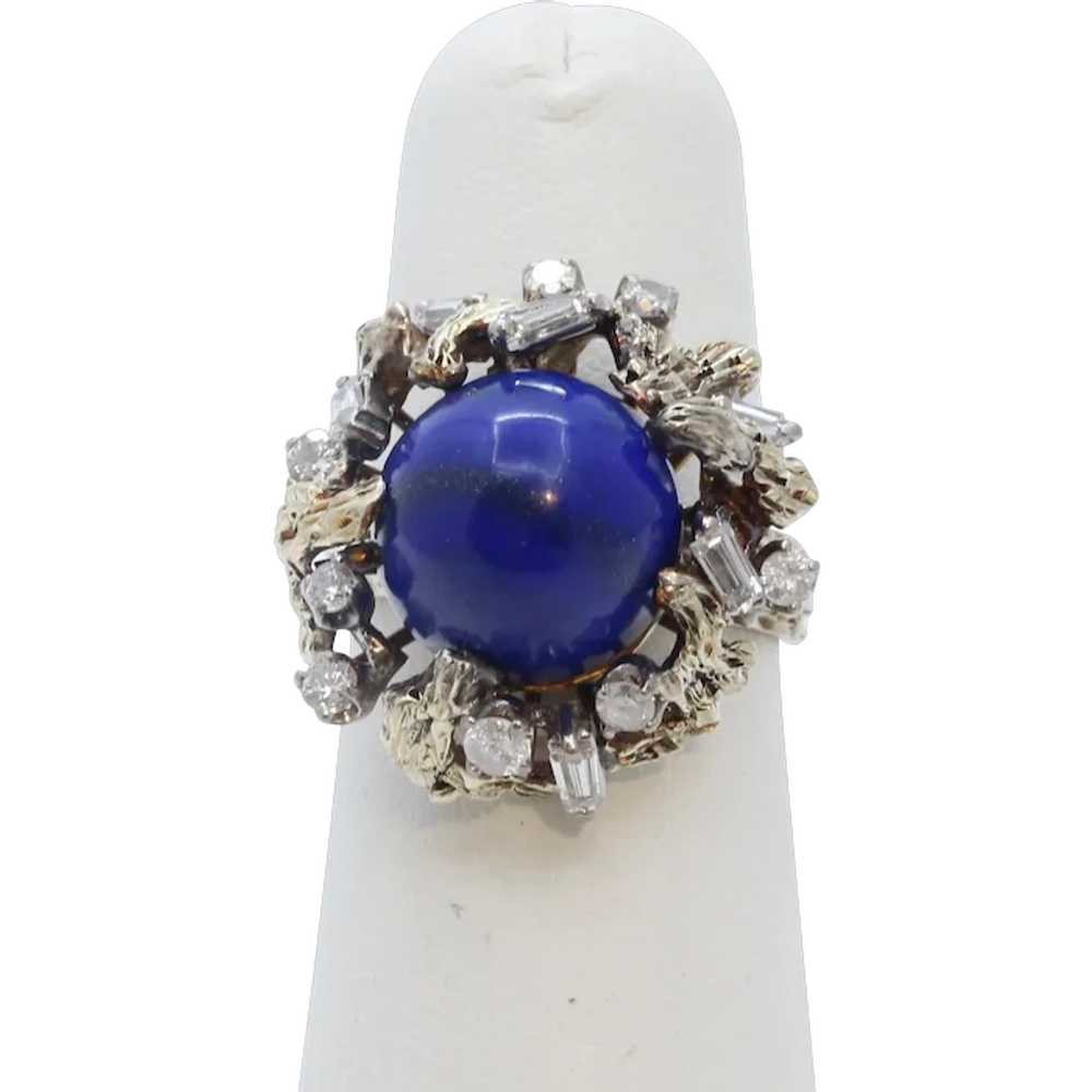 Vintage Tree Vine Cabochon Lapis Lazuli Diamonds … - image 1