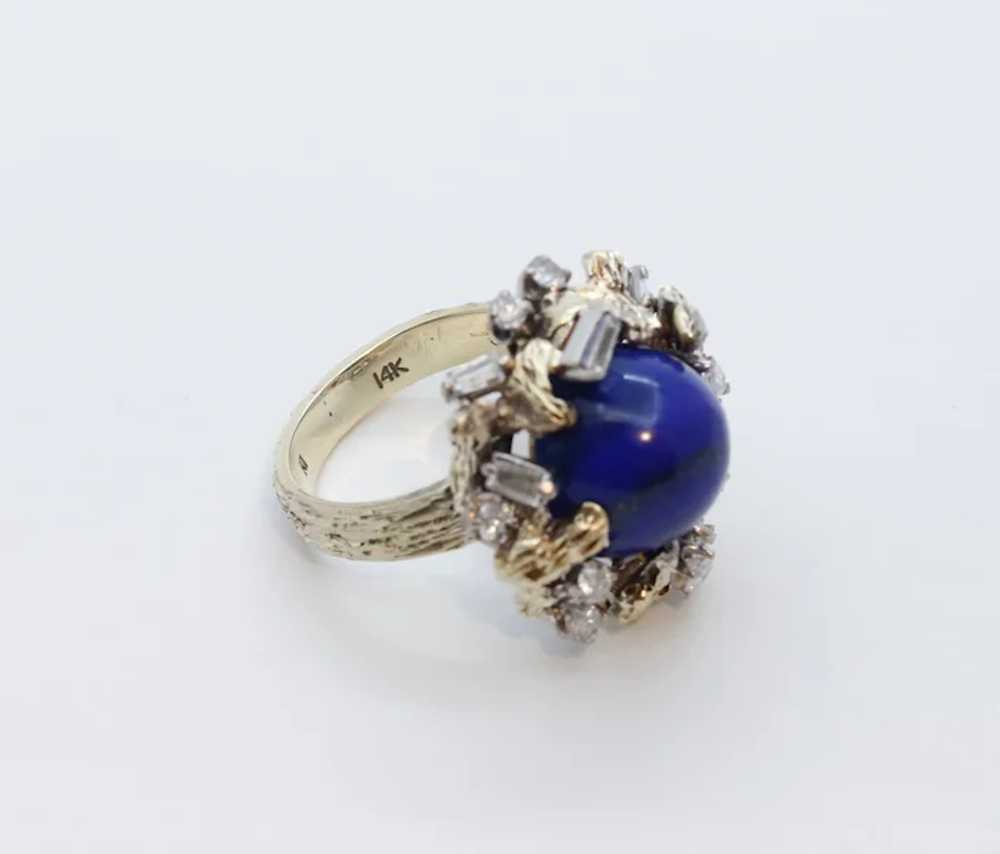 Vintage Tree Vine Cabochon Lapis Lazuli Diamonds … - image 4