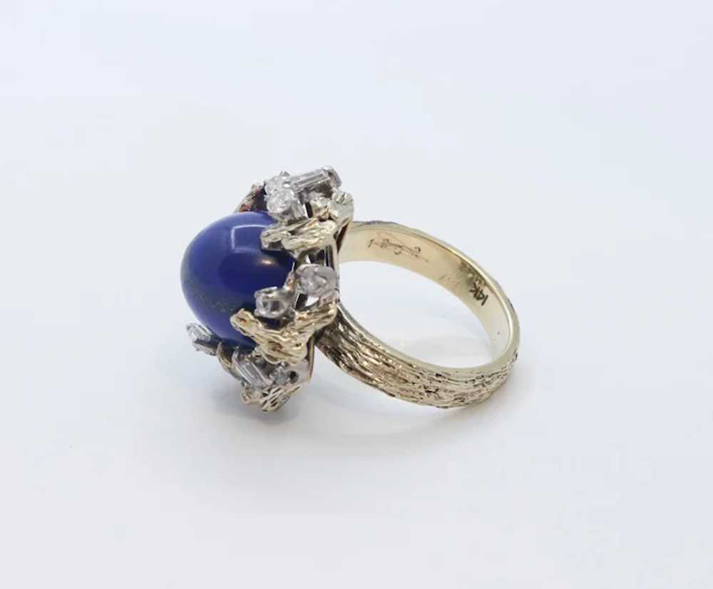 Vintage Tree Vine Cabochon Lapis Lazuli Diamonds … - image 5