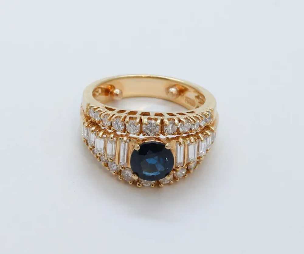 Vintage Ladies Blue Sapphire Diamonds 18K Yellow … - image 5