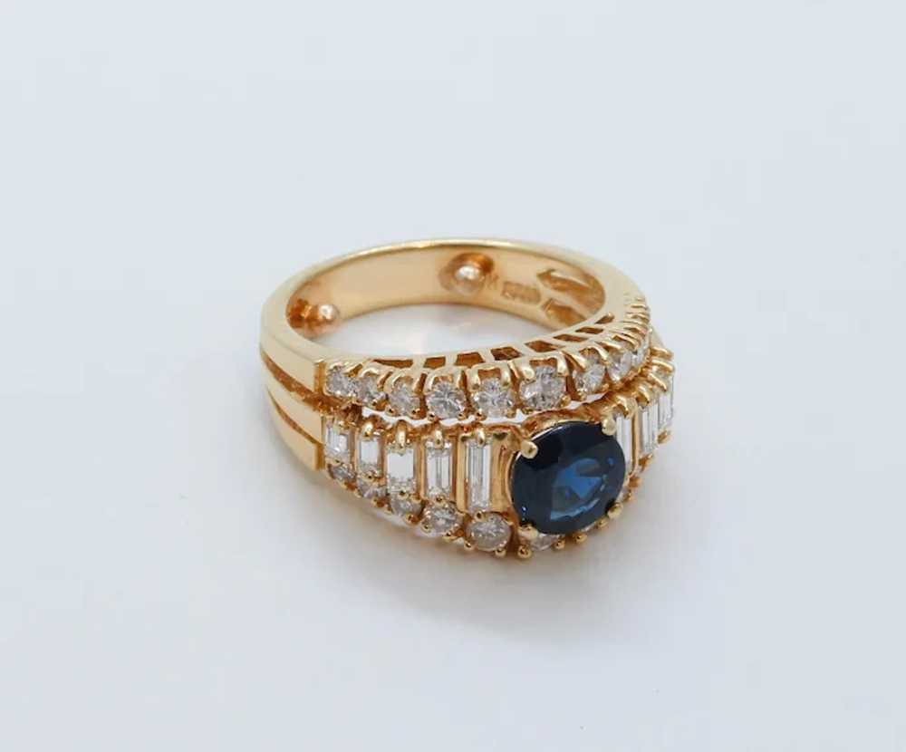 Vintage Ladies Blue Sapphire Diamonds 18K Yellow … - image 8