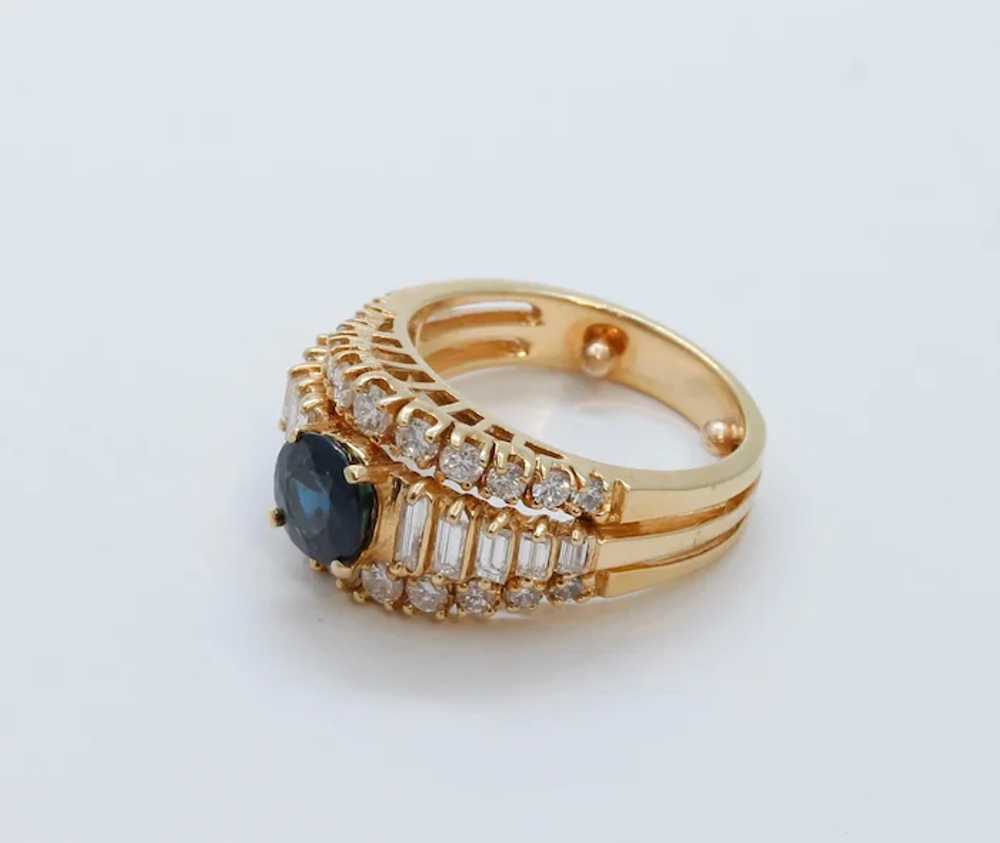 Vintage Ladies Blue Sapphire Diamonds 18K Yellow … - image 9