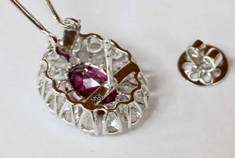 Pink Tourmaline Rose Cut Diamonds 18K White Gold … - image 6