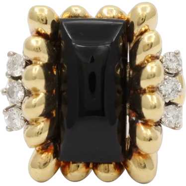 Vintage 18K Yellow Gold Unique Onyx Diamond State… - image 1