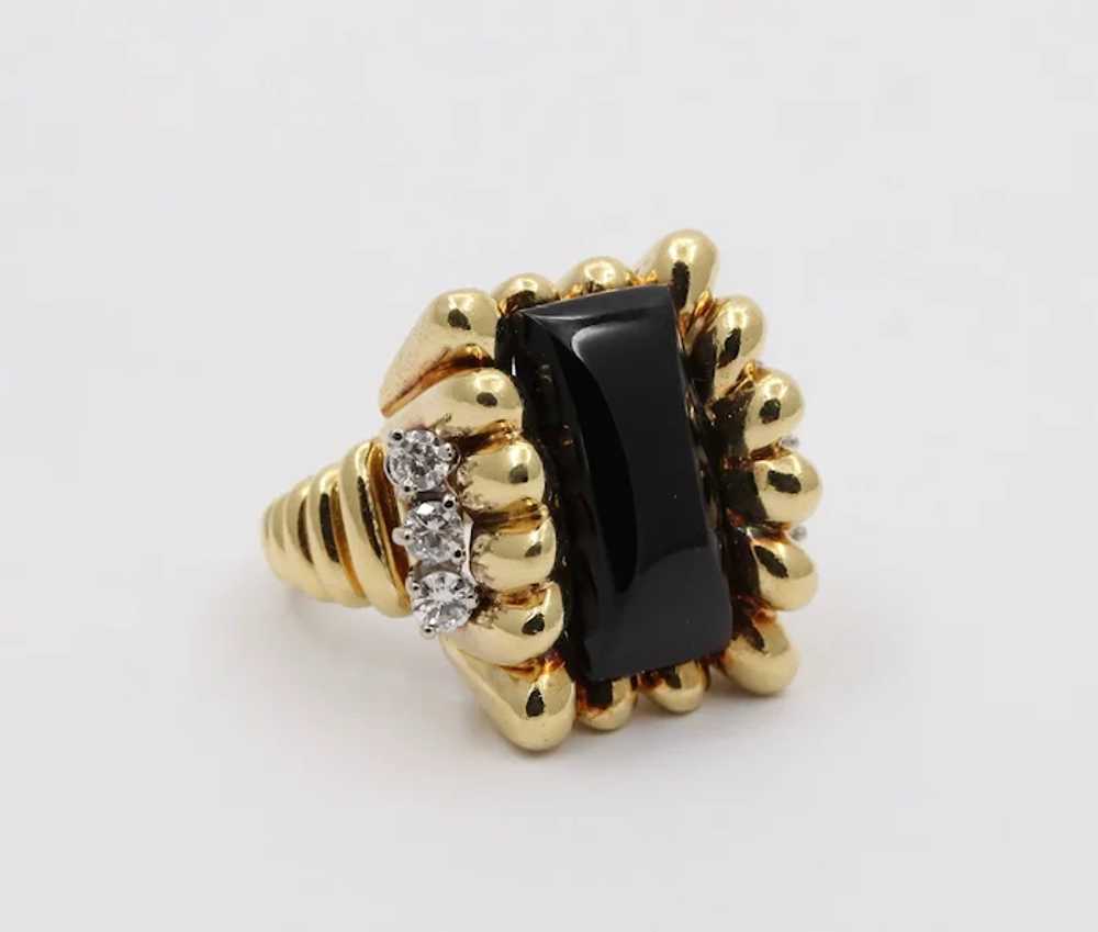 Vintage 18K Yellow Gold Unique Onyx Diamond State… - image 3