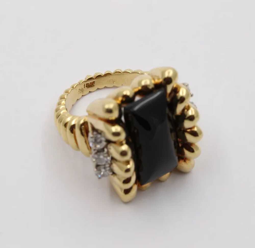 Vintage 18K Yellow Gold Unique Onyx Diamond State… - image 5