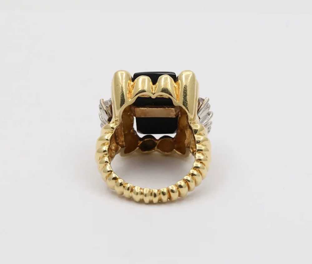 Vintage 18K Yellow Gold Unique Onyx Diamond State… - image 6