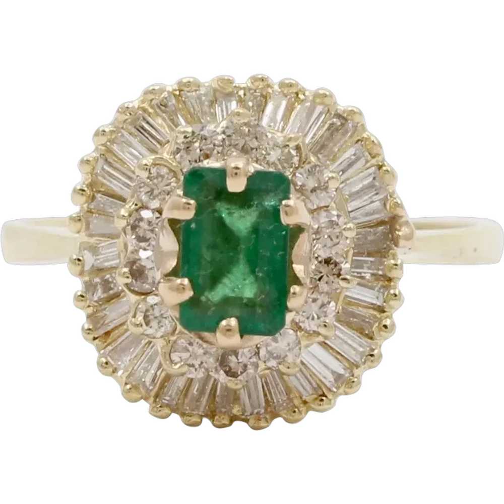 Vintage Emerald Ring Ballerina Damond 14K Yellow … - image 1