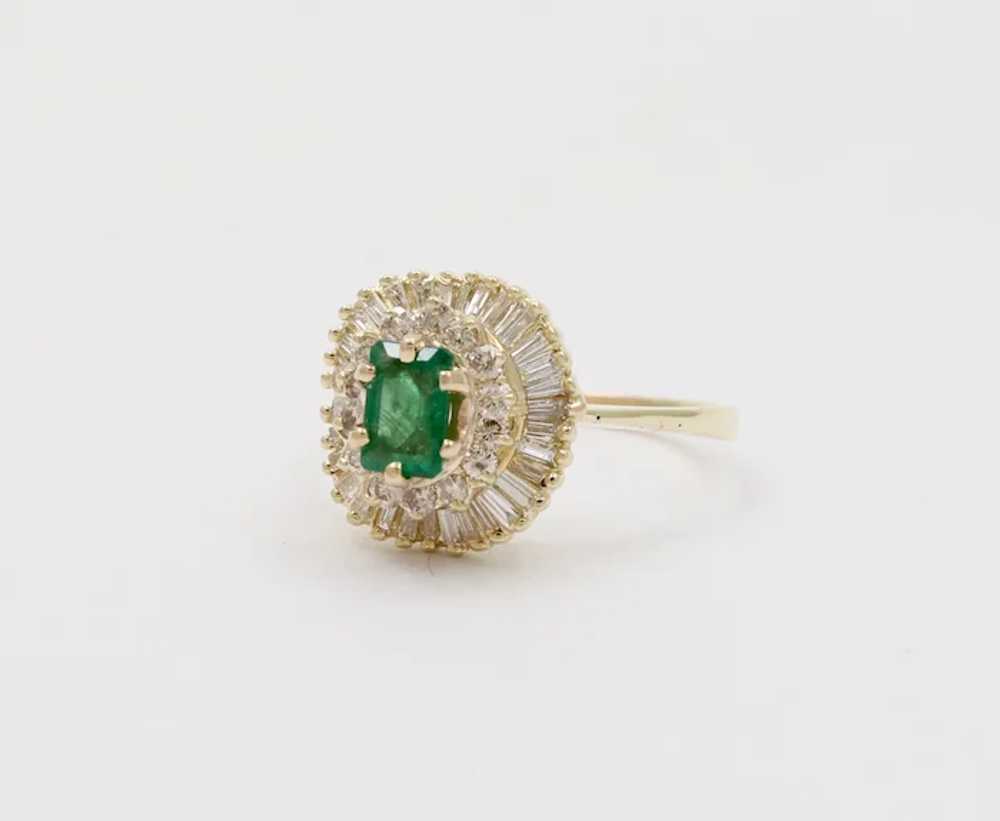 Vintage Emerald Ring Ballerina Damond 14K Yellow … - image 2