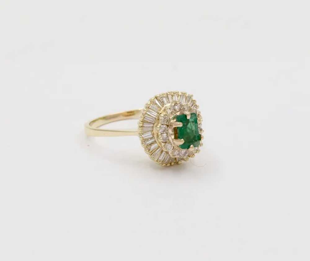 Vintage Emerald Ring Ballerina Damond 14K Yellow … - image 3