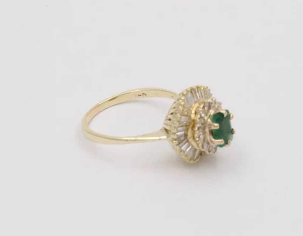 Vintage Emerald Ring Ballerina Damond 14K Yellow … - image 4