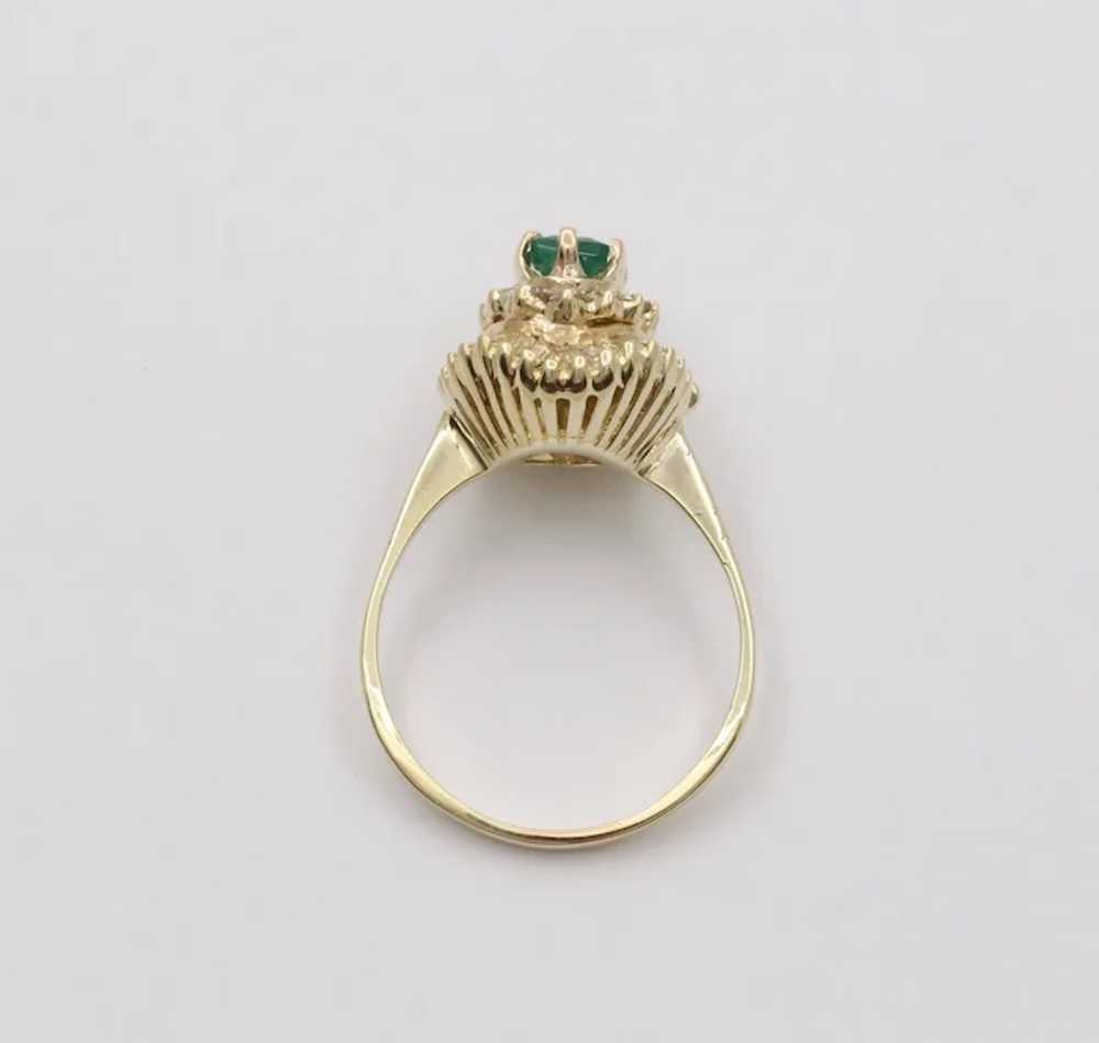 Vintage Emerald Ring Ballerina Damond 14K Yellow … - image 5