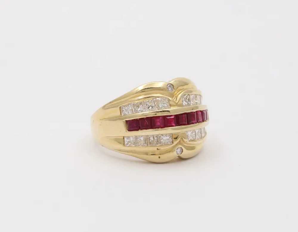 Vintage Chunky Table Cut Rubies Diamonds 14K Yell… - image 4