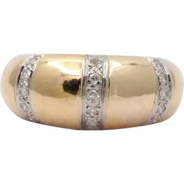 Vintage Convex Diamonds Yellow White Gold Band Rin