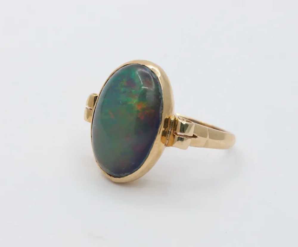 Vintage 14K Yellow Gold Black Opal Doublet Ring - image 2