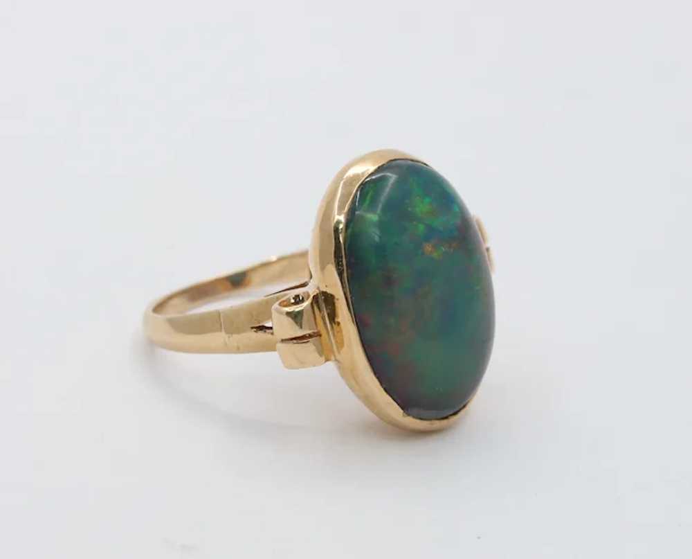 Vintage 14K Yellow Gold Black Opal Doublet Ring - image 3