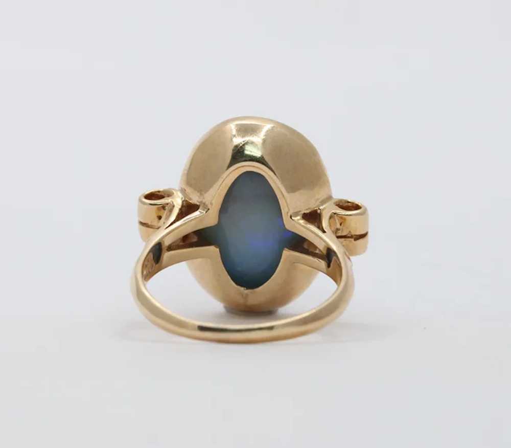 Vintage 14K Yellow Gold Black Opal Doublet Ring - image 5