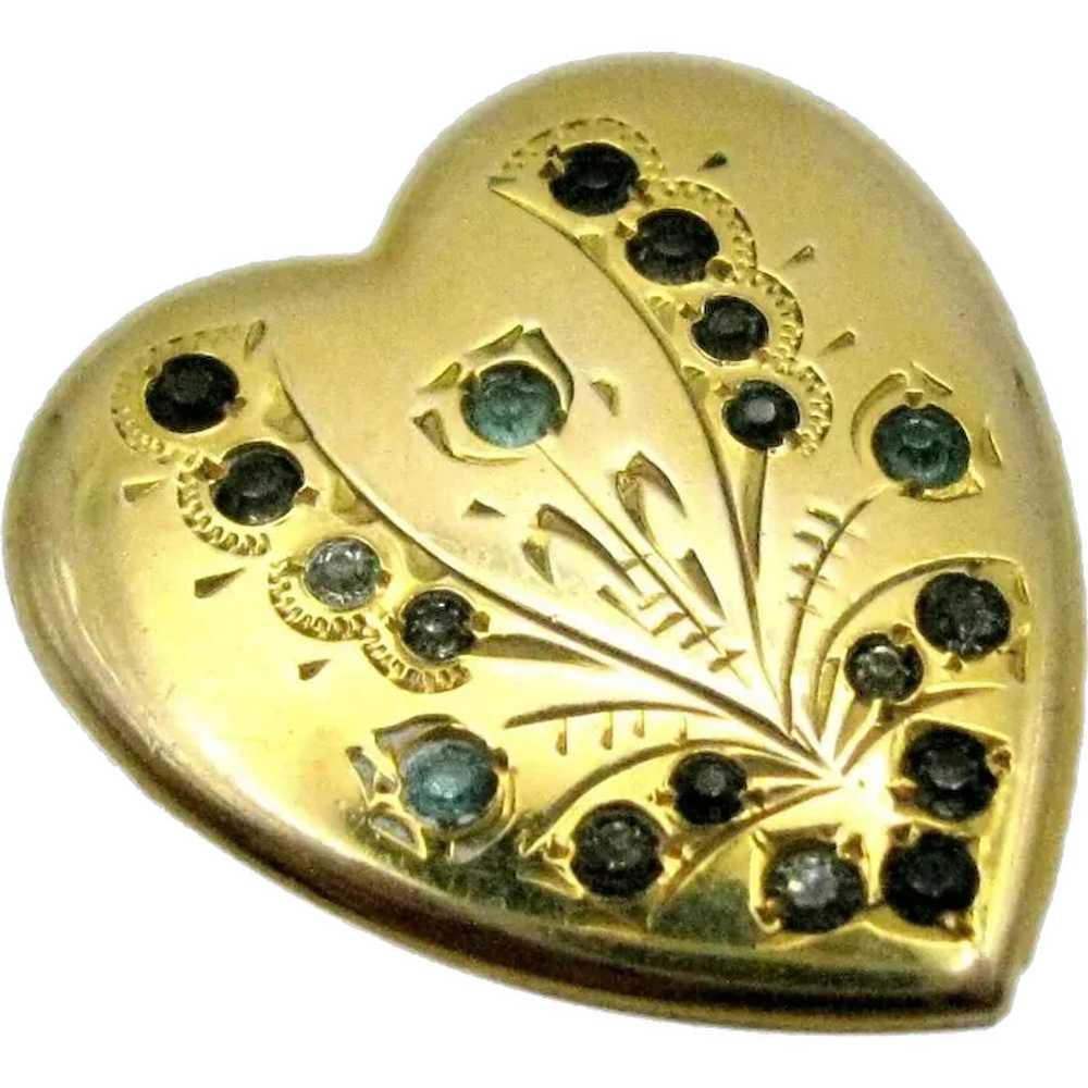 Antique Victorian Heart Paste Rhinestones Watch P… - image 1
