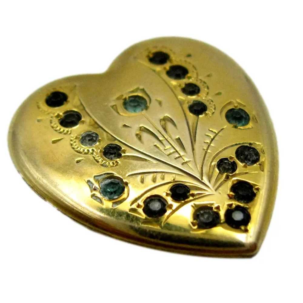Antique Victorian Heart Paste Rhinestones Watch P… - image 2