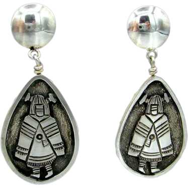 Vintage David Reeves Kachina Sterling Earrings Nav