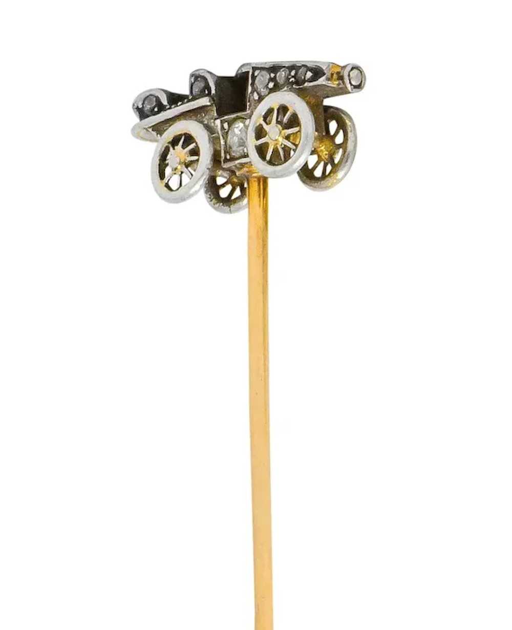 Edwardian Diamond Platinum Gold Antique Car Stick… - image 2