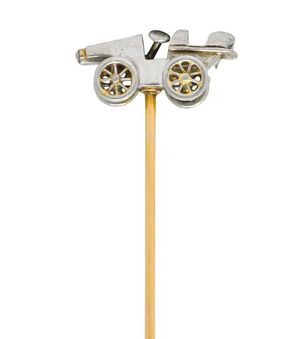 Edwardian Diamond Platinum Gold Antique Car Stick… - image 3