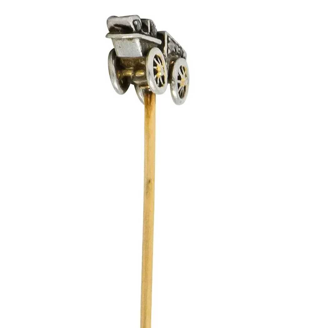 Edwardian Diamond Platinum Gold Antique Car Stick… - image 4