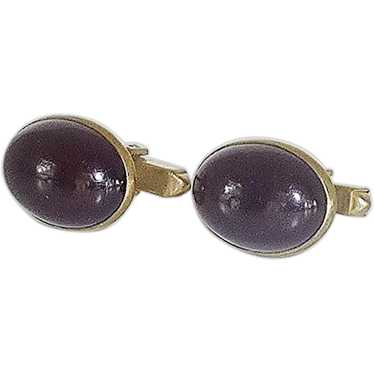 Red Oval Domed Cabochon Cuff Links Cufflinks