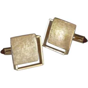 Krementz Brushed Gold Tone Square Cufflinks Cuff … - image 1