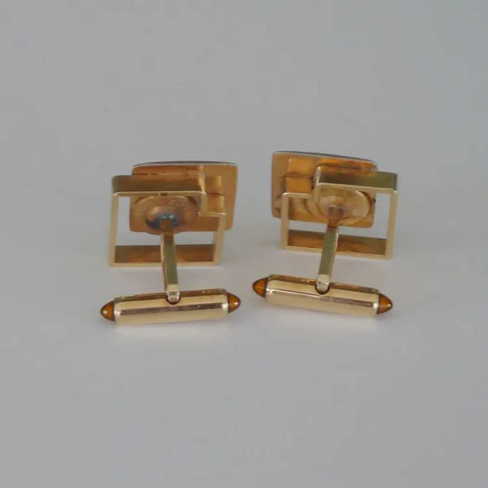 Krementz Brushed Gold Tone Square Cufflinks Cuff … - image 4