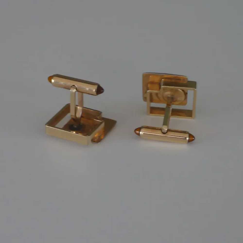 Krementz Brushed Gold Tone Square Cufflinks Cuff … - image 5