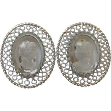 Cameo Clip-On Whiting and Davis Co. Earrings Mid-… - image 1