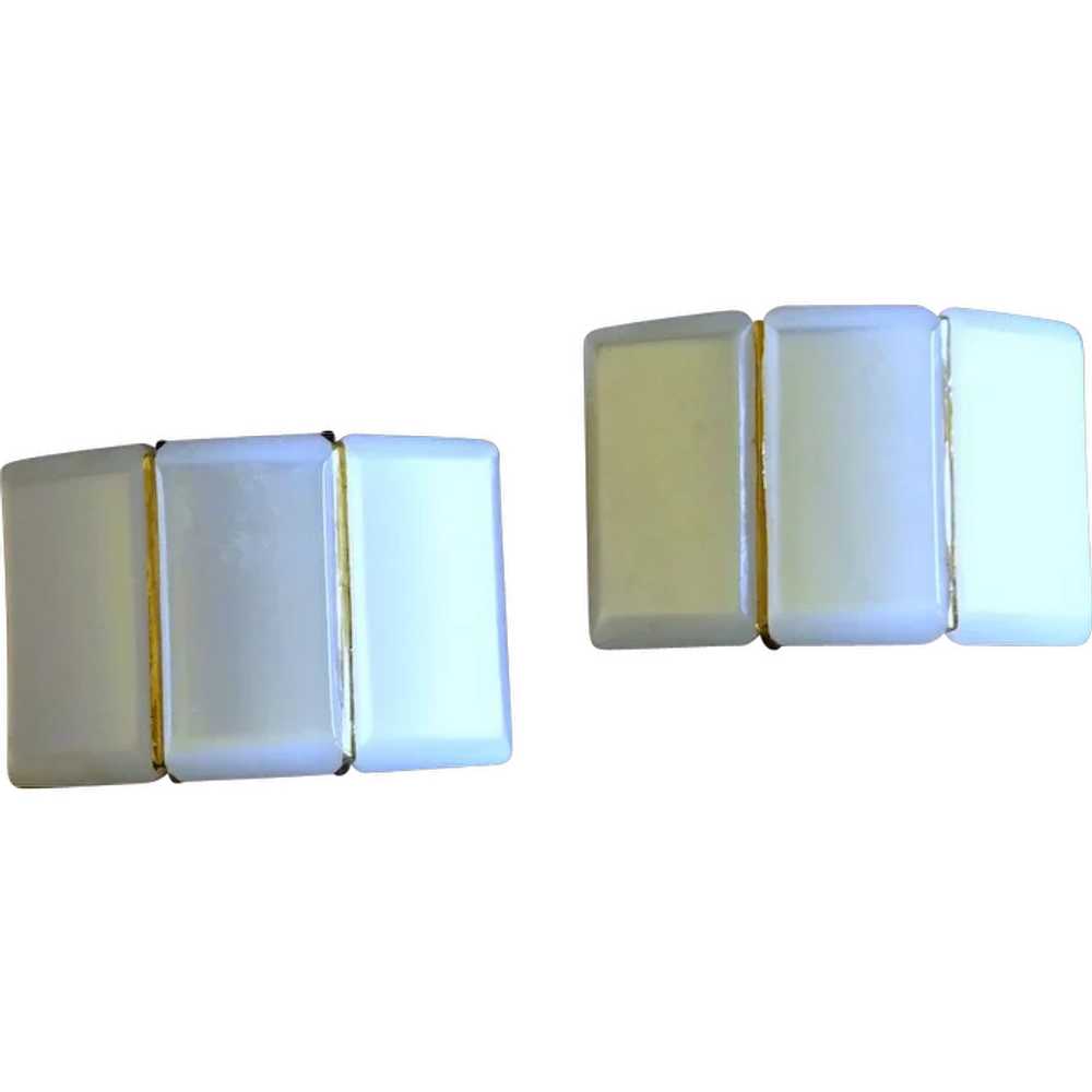 White Faux Mother of Pearl Shoe Buckles Clips - image 1