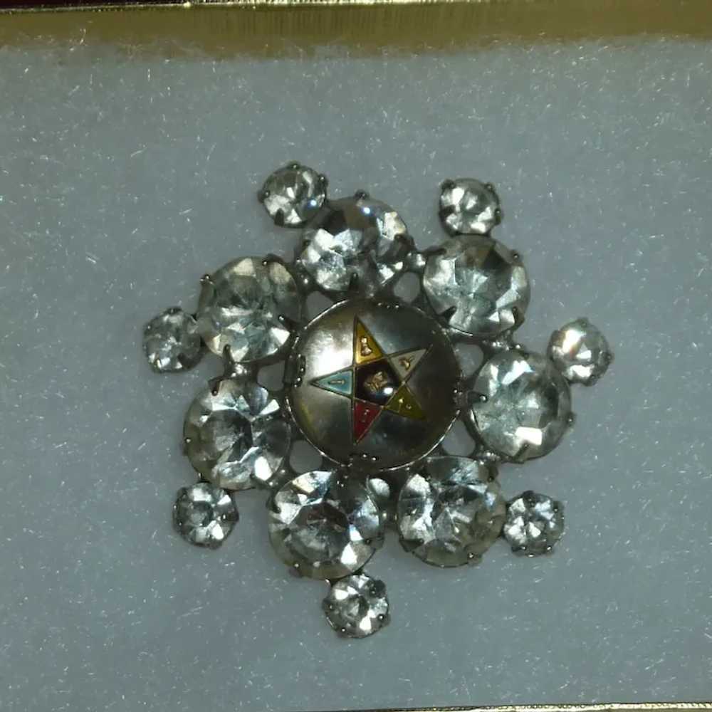 Unusual Eastern Star Diamond Rhinestone Pin Brooch - image 2