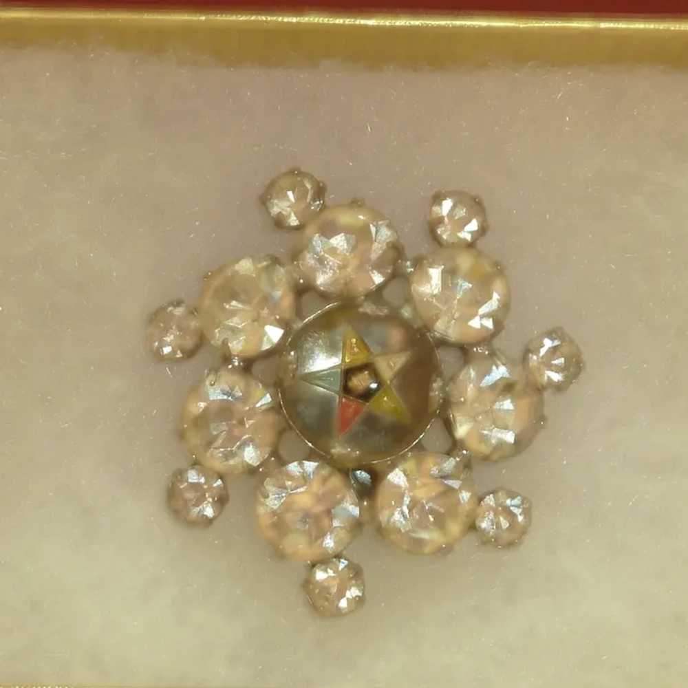 Unusual Eastern Star Diamond Rhinestone Pin Brooch - image 3