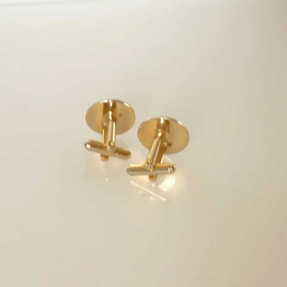 Gold Tone Black Mother of Pearl Cuff Links Cuffli… - image 3